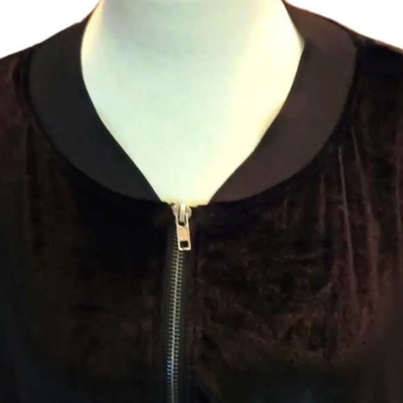Boutique Black Velour Jacket with Zipper Long Sleeves Womens Size 3X - Picture 2 of 8